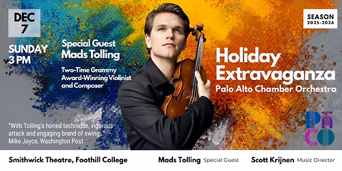 PACO Holiday Extravaganza Concert with Mads Tolling, Grammy Award-Winning Jazz Violinist