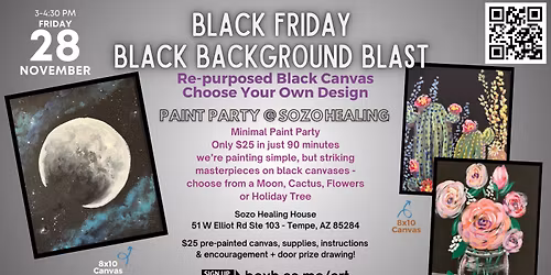 Black Friday Black Canvas Paint Party at Sozo Healing House