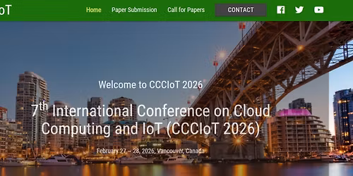 7th International Conference on Cloud Computing and IoT (CCCIoT 2026)