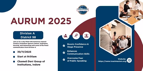 AURUM 2025 | Division A Toastmasters Conference | Humorous & Evaluation Speech Contest Indore