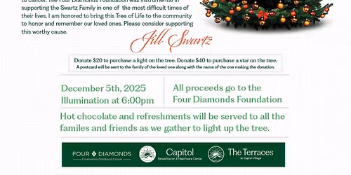 Dec. 5: 2nd Annual Tree of Life Illumination at Capitol Healthcare Campus in Harrisburg