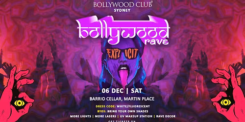 Bollywood Club Presents BOLLYWOOD RAVE at Barrio Cellar, Sydney