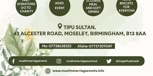 Muslim Marriage Event Birmingham - 2 Age Groups