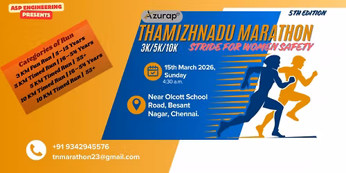 Azurap\u2019s Thamizh Nadu Marathon \u2013 2026 (5th Edition)  "Stride for Women Safety"