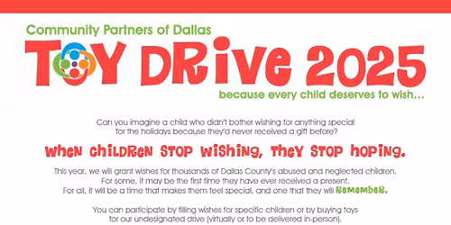 Community Partners of Dallas Hosts Annual Toy Drive for Children in Foster Care