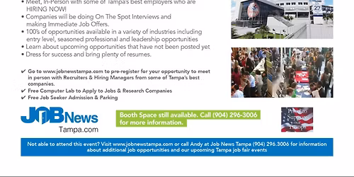 TAMPA JOB FAIR - ** 20+ Local Companies Hiring for 100's of JOBS **