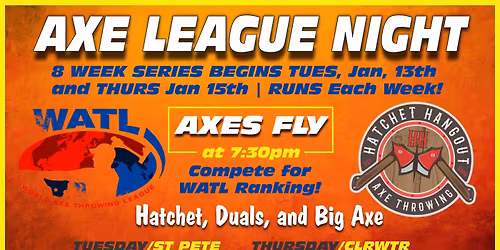 \ud83e\ude93 Axe Throwing League: Your First Throw Starts Here! WATL 2026 Season at Hatchet Hangout