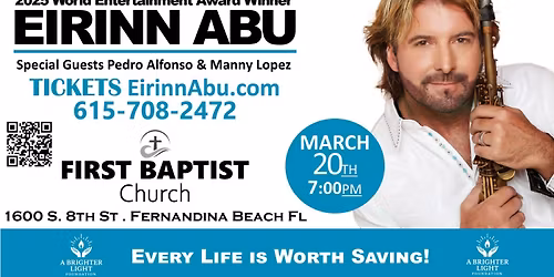 2025 World Entertainment Winner Eirinn Abu in concert at First Baptist Church Fernandina Beach Fl