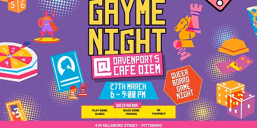 The Lavender Social\u2019s Queer Gayme Night at Davenport\u2019s Cafe Diem