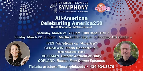 Charlottesville Symphony presents "All American -Celebrating America250"