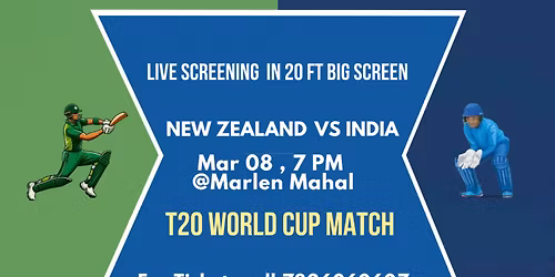 T20 WORLD CUP FINAL INDIA vs NEW ZEALAND LIVE SCREENING in Marlen Mahal inside Chetpet Eco Park