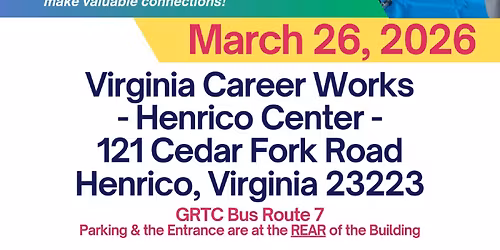 Virginia Career Works \u2013 Henrico Center\u2019s March 2026 Career Fair