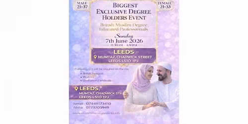 Muslim Marriage Events Leeds - Degree Educated Professionals Event