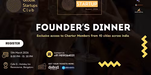 Exclusive Founders Dinner | Global Startup Summit Bengaluru 2026
