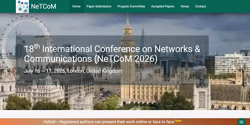 18th International Conference on Networks & Communications (NeTCoM 2026)