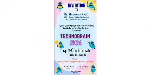 TechnoBrain 2K26 with Chief Guest Shreekant Patil at Guru Gobind Singh Polytechnic Nashik