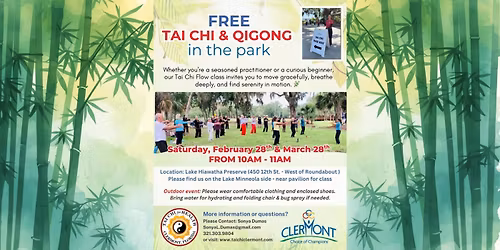 Free Tai Chi & Qigong in the Park \u2013 Clermont | Relax, Recharge & Move in Nature