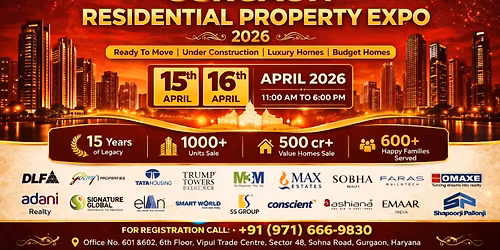 Gurgaon homes expo \u2014 move-in ready + first-time buyer (Apr 15-16).