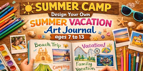 Half-Day Youth Summer Camp: Art Journaling - Design Your Own Summer Vacation Art Journal (Ages 7-13)