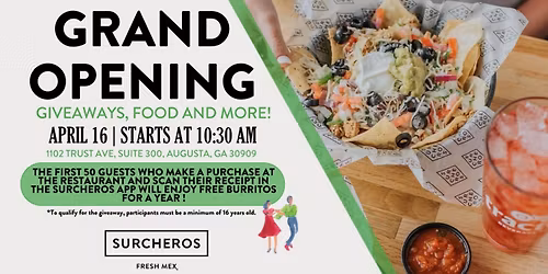 Join us for Surcheros\u2019 Grand Opening Celebration in Augusta, GA!