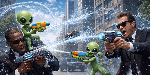 Saucer Day: Aliens Vs MIB Watergun Fight