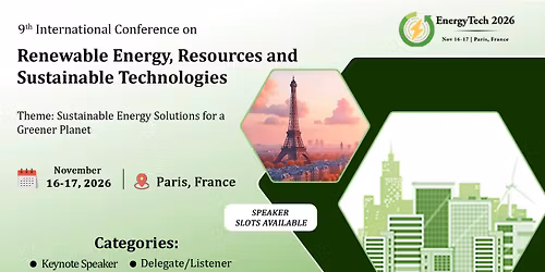 9th International Conference on Renewable Energy, Resources and Sustainable Technologies 