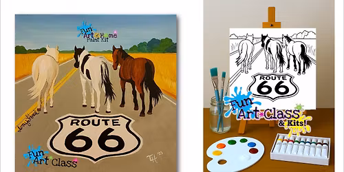 Route 66 Trotting The Mother Road - At Home Painting Kit - Shipped Direct to you!