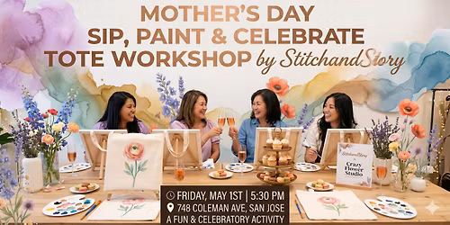 Mother\u2019s Day Sip, Paint & Celebrate: Tote Workshop - paint your own tote