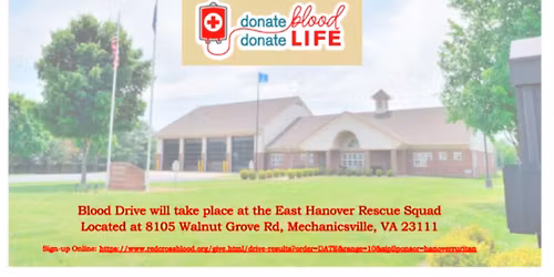 Hanover Ruritan Club and East Hanover Volunteer Rescue Squad Blood Drive