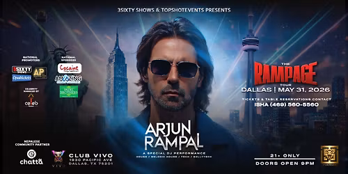 Arjun Rampal Rampage Tour \u2013 Live Celebrity DJ Night in Dallas | Club Vivo