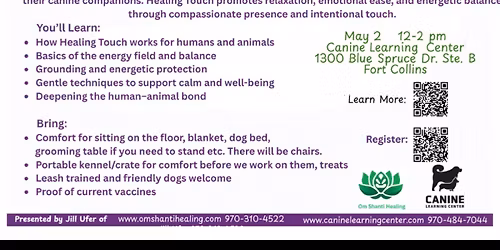 Healing Touch for Humans and their dog.