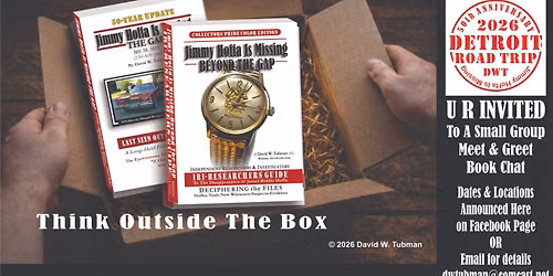 JIMMY HOFFA IS MISSING-BEYOND THE GAP Book Chat & Pizza