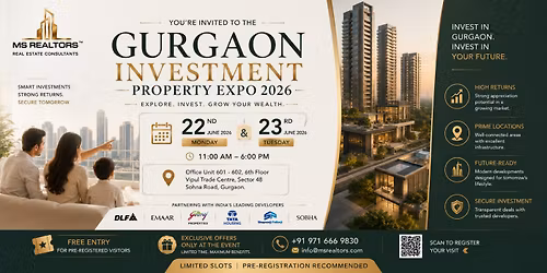 Gurgaon Investment Expo 2026 \u2014 commercial property, free June 22.
