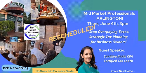 June 4 - MMP Arlington.Tax Strategies with Sandy Jindal