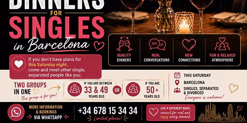 Singles Night Special Dinner for Single, Separated & Divorced People in Barcelona
