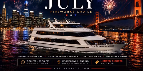 4TH of July Fireworks Cruise San Francisco Biggest Yacht Party feat Chuy Gomez (openBar)