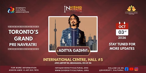 Navrang Navratri Festival Canada 2026 With ADITYA GADHVI - SATURDAY 3rd October, 2026
