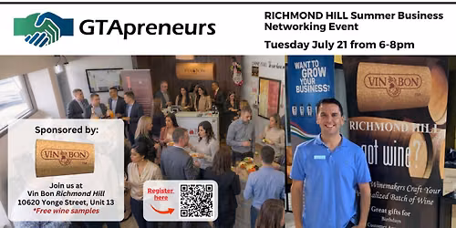 GTApreneurs July 21, 2026 Summer Business Networking Event Richmond Hill