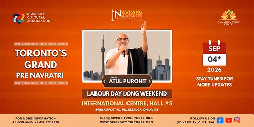 Navrang Navratri Festival Canada 2026 With ATUL PUROHIT - FRIDAY 4th September, 2026