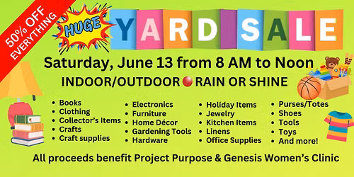 HUGE INDOOR\/OUTDOOR YARD SALE - Rain or Shine