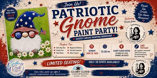 Paint, Sip & Create: Patriotic Gnome Workshop in Sparks June 28th