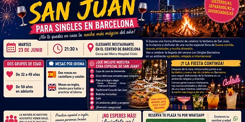 VERBENA de SAN JUAN CENA para Solteras\/os, Separadas\/os, Divorciadas\/os
