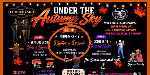 UNDER THE AUTUMN SKY Rhythm & Revival: Line Dancing + Intro to West Coast Swing