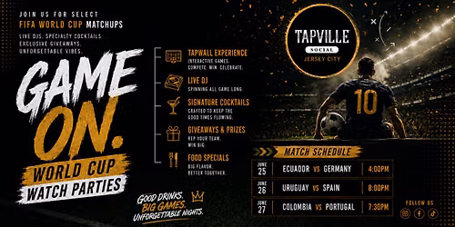 FIFA World Cup Watch Parties at Tapville Social - Jersey City
