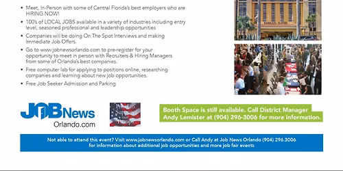 ** ORLANDO JOB FAIR - 20+ LOCAL Companies Hiring for 100's of JOBS in a Variety of Industries **