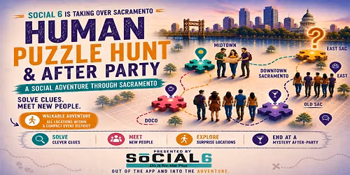Sacramento Human Puzzle Hunt & Mystery After-Party for 21-38