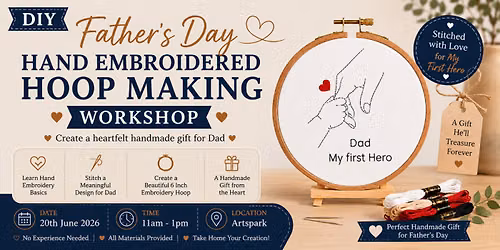 DIY Father\u2019s Day Hand Embroidered Hoop Making Workshop