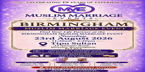 Muslim Marriage Events Birmingham - 3 Age Groups