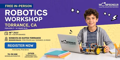 In-person Free Robotics Workshop For Kids at Torrance, CA (7-14yrs)
