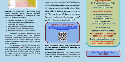 Workshop on \u201cAnalysis and Applications of NGS data for Microbial and Animal Genomics Research\u201d